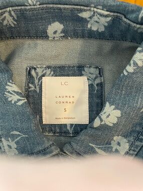 LC Lauren Conrad Light Blue Floral Denim Jacket